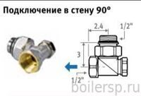 Запорный вентиль JAGA, 1/2" (90° - для подключения в стену)